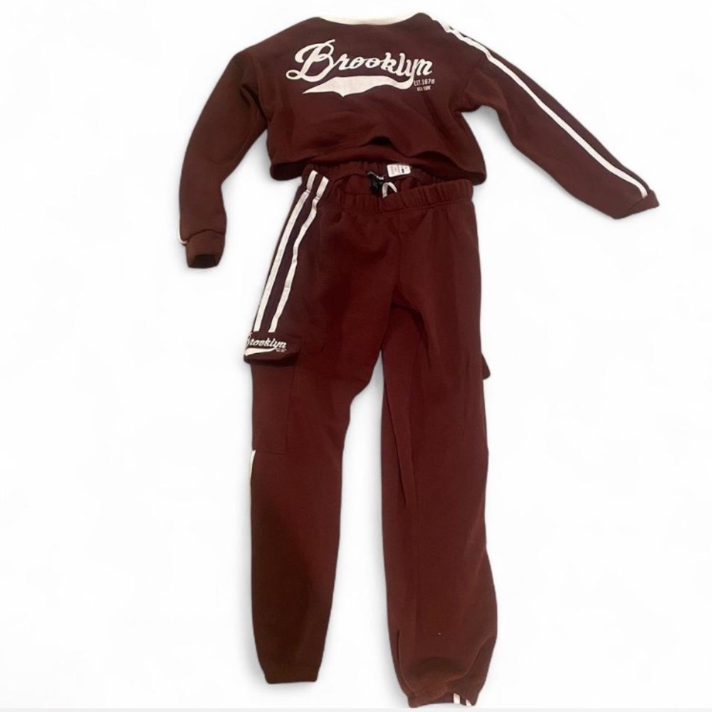 Fashion Nova Burgundy and White Track Pants Joggers
